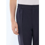 Pantalon élastiqué en flanelle de laine