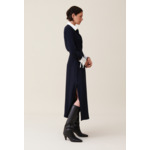 Robe longue fluide croisée marine