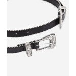 Ceinture En Cuir Avec Double Boucles Strass