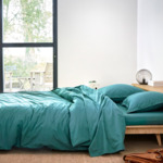 Desforges - Housse de couette en percale de coton bleu, Alcove