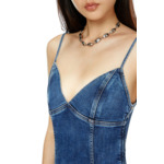 Robe midi à bretelles en denim