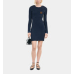 Robe Courte En Maille Bleu Marine Femme