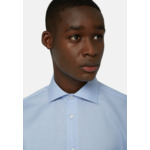 Chemise Bleu Clair En Coton Motif Prince-De-Galles Regular Fit