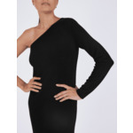Robe longue asymétrique en cachemire Vicki NOIR
