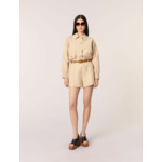 Short à pinces en lin et coton