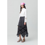 Jupe plissée asymétrique à fleurs