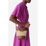 SAC SEAU En cuir lisse et raphia