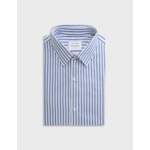 Chemise col figaret en popeline rayée marine