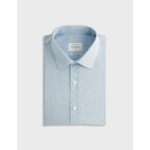 Chemise voyage col figaret en popeline rayée bleu