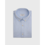 Chemise gaspard col américain en oxford gratté rayé bleu