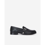 Mocassins En Cuir Noir Avec Boucle Western