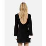 Robe Courte En Velours Manche Longue Avec Dentelle