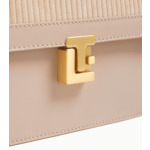 Sac bandoulière moyen modèle Rose en cuir côtelé et cuir lisse