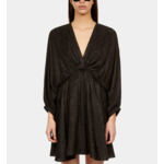 Robe Courte Noire Python Jacquard Avec Drapé Femme