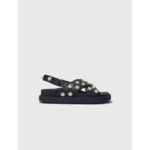 Sandales plates en cuir et strass