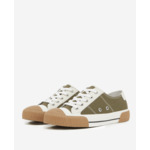 Sneakers Basses En Toile Avec Empiecements En Cuir