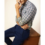 Chemise Manches Longues À  Carreaux Tissés En Dégradé