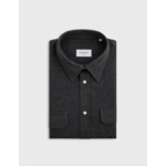 Chemise florian col français avec deux poches en flanelle de coton unie gris