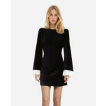 Robe Courte En Velours Manche Longue Avec Dentelle