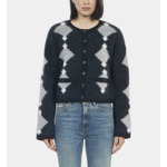 Cardigan En Alpaga À Losanges Gris Femme