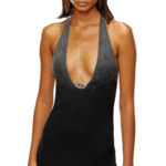 Robe courte à dos nu en maille côtelée délavée