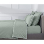 HOUSSE DE COUETTE | Pure White Percale Lavée - Light Green - Finition White