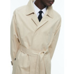 Manteau long à ceinture en coton