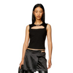 Top en maille milanaise avec plaque Oval D en métal