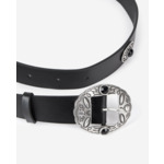 Ceinture En Cuir Noir Avec Pièces Métalliques