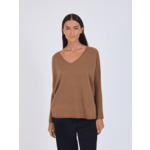 Pull poncho cachemire col V Faustine FAUVE