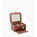 Grande boite à bijoux fermoir T en cuir