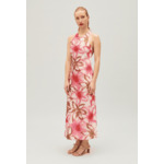 Robe longue satinée imprimée