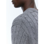 Pull à torsades en laine et coton