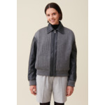 Bomber cuir bi matière gris