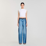 T-shirt court à détails dentelle