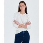 Pull fin à col V écru