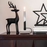 Black XMAS - Lot de 2 bougies tie and dye, noir/blanc/gris, 23x2cm