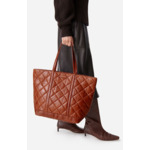 Cabas XL En Cuir Matelassé Zippé Porté Épaule