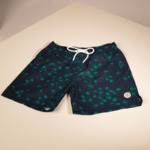 Short de bain bleu nuit imprimé palmiers