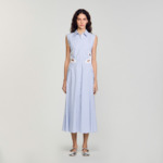 Robe longue rayée à détails brodés