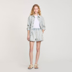 Short en jean strassé et perlé