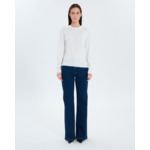 Pull fin à col V écru