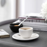 NewMoon - Tasse à expresso sans anse, blanche, en porcelaine haut de gamme