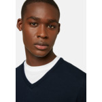 Pull Col V Bleu Marine En Coton Pima