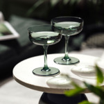 Like Sage - Lot de 2 coupes à champagne, vert, en cristal