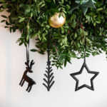 Black XMAS suspension décorative, 3 pcs 10 x 8 cm