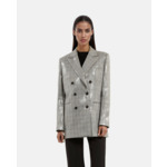 Veste À Sequins Prince De Galles Grise Femme