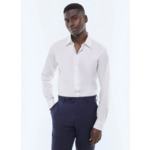 Chemise à col droit en twill de coton