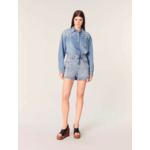 Short en denim à perles brodées