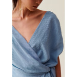 Robe courte cache-cœur rayures bleu